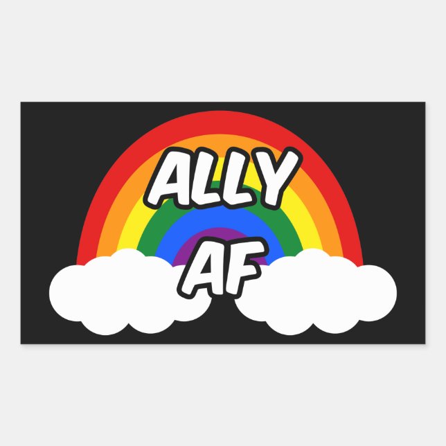 Ally AF I - LGBTQ Flag Gay Trans Queer Pride Rectangular Sticker (Front)