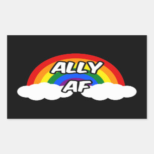 Ally AF I - LGBTQ Flag Gay Trans Queer Pride Rectangular Sticker