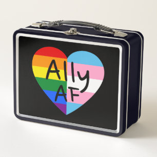 Ally AF III - LGBTQ Flag Gay Trans Queer Pride Metal Lunch Box