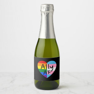 Ally AF III - LGBTQ Flag Gay Trans Queer Pride Sparkling Wine Label