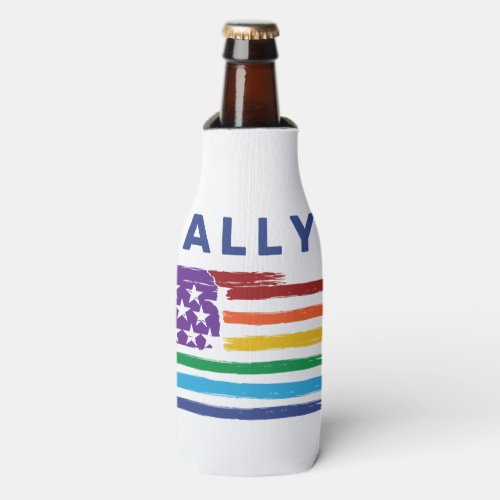 Ally Artistic Rainbow Flag  Bottle Cooler