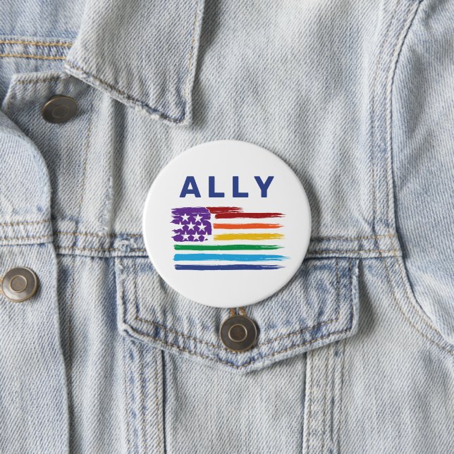 Ally Artistic Rainbow Flag Button (In Situ)