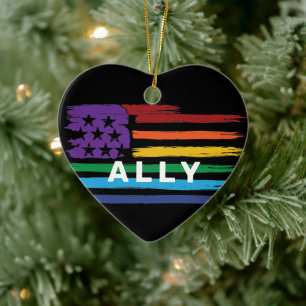 Ally Artistic Rainbow Flag  Ceramic Ornament