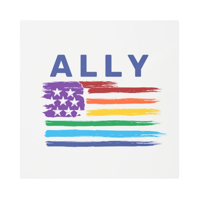Ally Artistic Rainbow Flag  Metal Print (Front)