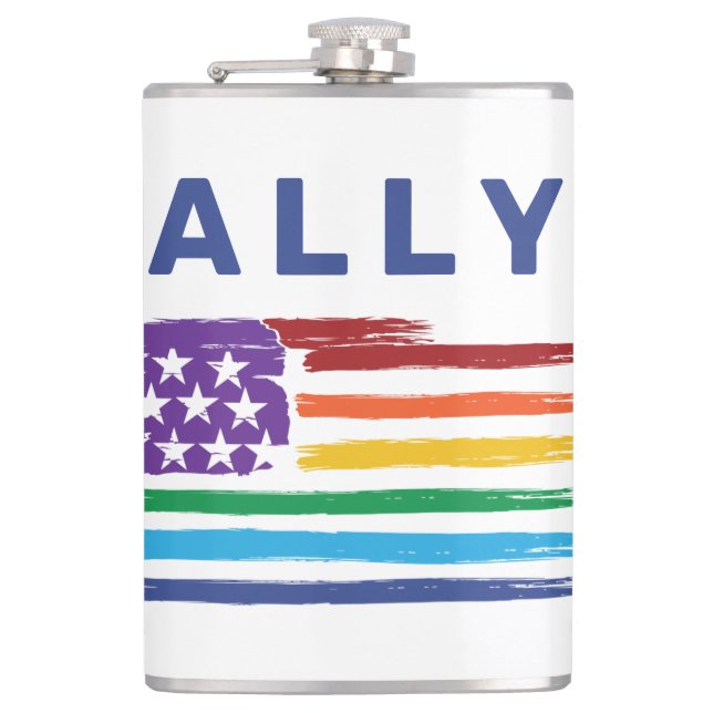 Ally Artistic Rainbow Flag Personalized Flask (Front)