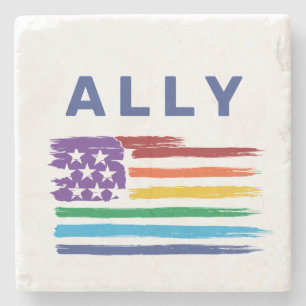 Ally Artistic Rainbow Flag Stone Coaster