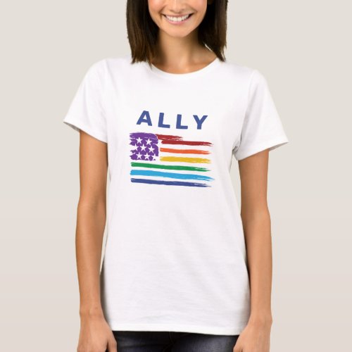 Ally Artistic Rainbow Flag T_Shirt