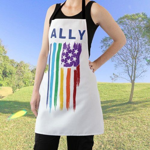 Ally Artistic Rainbow Pride Flag T_Shirt Apron