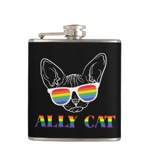 Ally Cat – Cute Pride Cat with Rainbow Sunglasses Flask