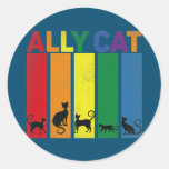 Ally Cat LGBT Gay Rainbow Pride Flag Ally Cat Classic Round Sticker