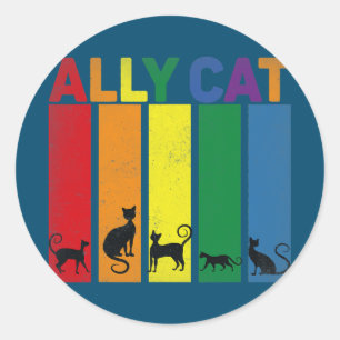 Ally Cat LGBT Gay Rainbow Pride Flag Ally Cat Classic Round Sticker