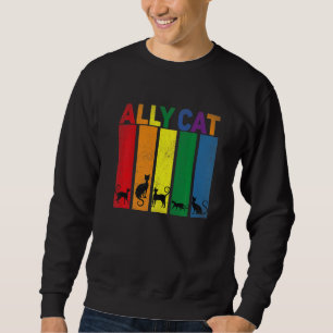 Ally Cat Lgbt Gay Rainbow Pride Flag  Ally Cat Lgb Sweatshirt