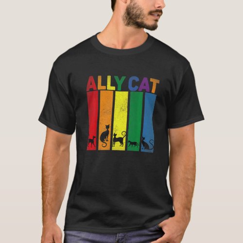 Ally Cat Lgbt Gay Rainbow Pride Flag  Ally Cat Lgb T_Shirt