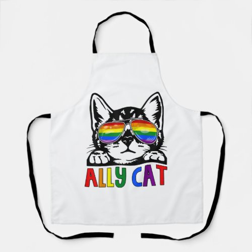 Ally Cat LGBT Gay Rainbow Pride Flag Apron