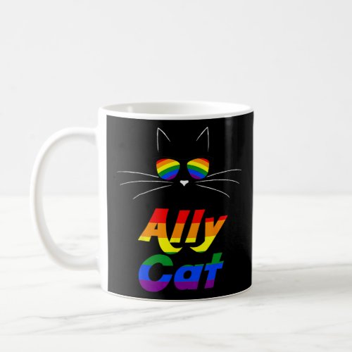 Ally Cat LGBT Gay Rainbow Pride Flag Boys Men Girl Coffee Mug