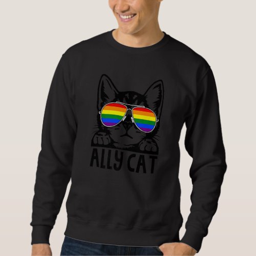 Ally Cat Lgbt Gay Rainbow Pride Flag Boys Men Girl Sweatshirt