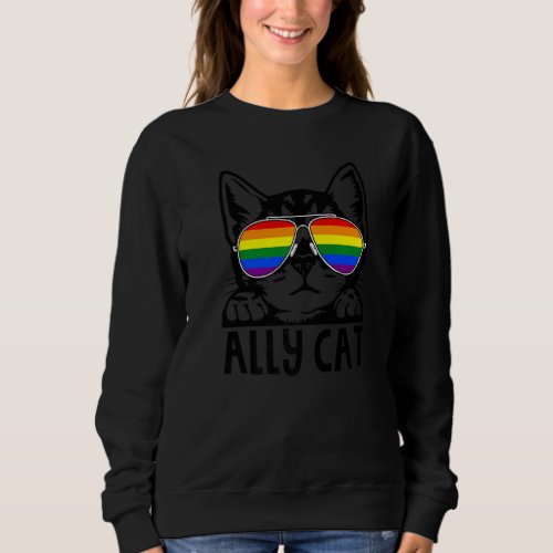 Ally Cat Lgbt Gay Rainbow Pride Flag Boys Men Girl Sweatshirt