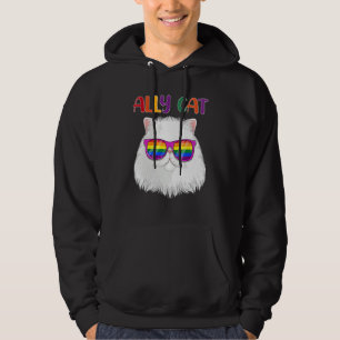 Ally Cat LGBT Gay Rainbow Pride Flag  Cat  3 Hoodie