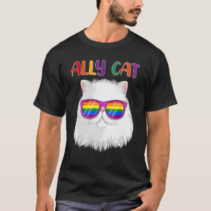 Ally Cat LGBT Gay Rainbow Pride Flag Cat 3 T-Shirt