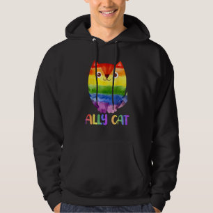 Ally Cat LGBT Gay Rainbow Pride Flag  Cat  4 Hoodie