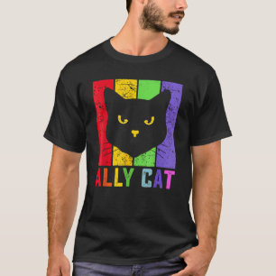 Ally Cat LGBT Gay Rainbow Pride Flag  Cat T-Shirt