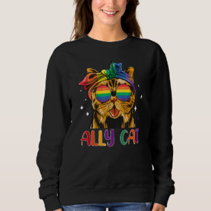Ally Cat LGBT Gay Rainbow Pride Flag Funny Cat Lov Sweatshirt