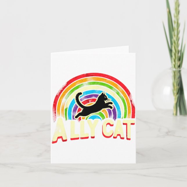 Ally Cat Lgbt Pride Cat  Card (Front)