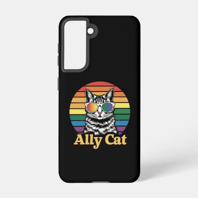 Ally Cat LGBT Rainbow Flag LGBTQ Gift Samsung Galaxy Case (Back)