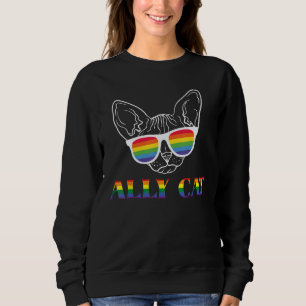 Ally Cat LGBT Rainbow Gay Pride Flag Ally Cat LGB Sweatshirt