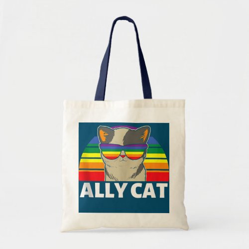 Ally Cat LGBT Rainbow Pride Flag Boys Men Girls Tote Bag