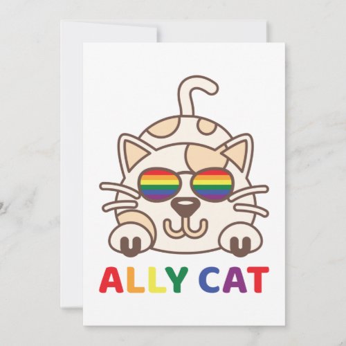 Ally Cat LGBTQ Gay Lesbian Rainbow Pride Flag Invitation
