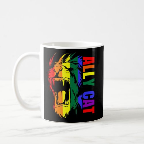 Ally Cat Lion Rainbow Gay Pride Lgbt Support Proud Coffee Mug
