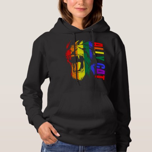Ally Cat Lion Rainbow Gay Pride Lgbt Support Proud Hoodie