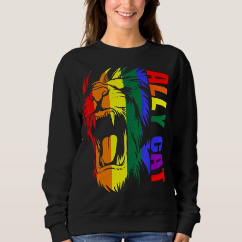 Ally Cat Lion Rainbow Gay Pride Lgbt Support Proud Sweatshirt