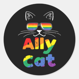 Ally Cat Pride Month Straight Ally Gay LGBTQ LGBT Classic Round Sticker