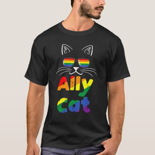 Ally Cat Pride Month Straight Ally Gay Lgbtq Lgbt  T_Shirt