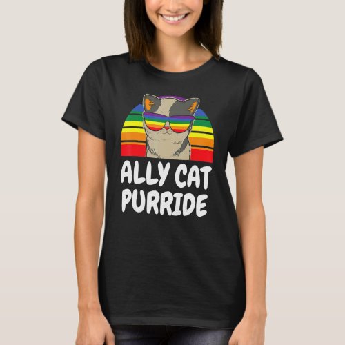 Ally Cat Purride  Cat Gay Pride Ally Cat T_Shirt