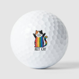 Ally Cat – Rainbow Cat LGBTQ Pride (2) Golf Balls