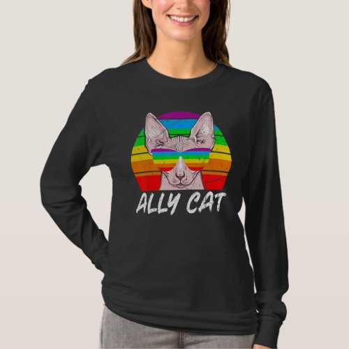 Ally Cat Rainbow Gay Pride Lgbt Kitty Purride T_Shirt