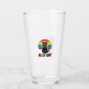 Ally Cat Rainbow Pride Vintage Cat Shirt Design_1 Glass