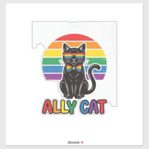 Ally Cat Rainbow Pride Vintage Cat Shirt Design_1 Sticker