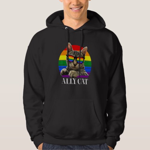 Ally Cat Rainbow Sunglasses Gay Pride Kitty Allies Hoodie