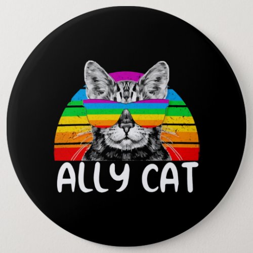 Ally Cat Rainbow Sunglasses LGBT Gay Pride Button