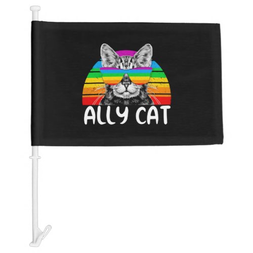 Ally Cat Rainbow Sunglasses LGBT Gay Pride Car Flag