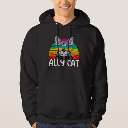 Ally Cat Rainbow Sunglasses LGBT Gay Pride Hoodie