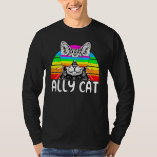 Ally Cat Rainbow Sunglasses Lgbt Gay Pride Kittys  T-Shirt