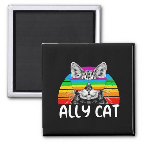 Ally Cat Rainbow Sunglasses LGBT Gay Pride Magnet