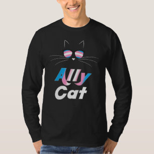 Ally Cat Rainbow Sunglasses Transgender Pride Kitt T-Shirt