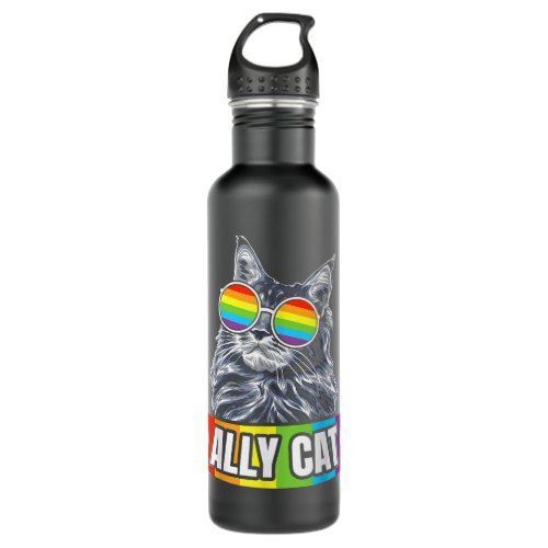 Ally Cat Straight LGBT Supporter Gay Pride Ally Ra Stainless Steel Water Bottle
