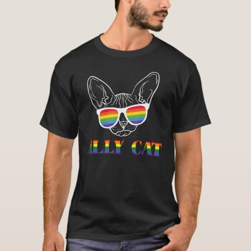 Ally Cat Sunglasses Gay Lgbt Pride Month Graphic P T_Shirt